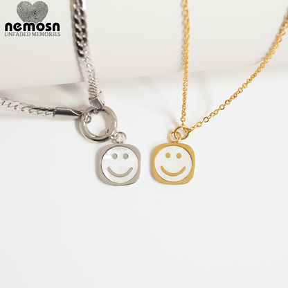 GleamSmile™ – Mother of Pearl Smiley Face Charm Pendant in Gold & Silver