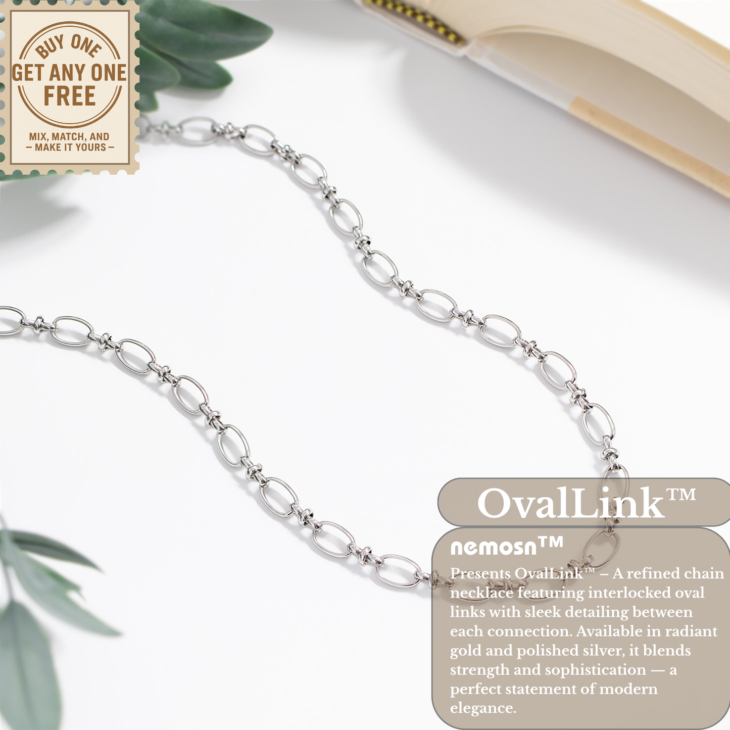 OvalLink™ Textured Oval Chain Necklace | Modern Everyday Layering Chain in Gold & Silver