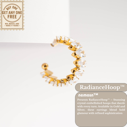 RadianceHoop™ Crystal-Encrusted Hoop Earrings – 18K Gold & Silver Plated Sparkling Statement Jewelry for Women | Nemosn™ Luxury Gift for Every Occasion
