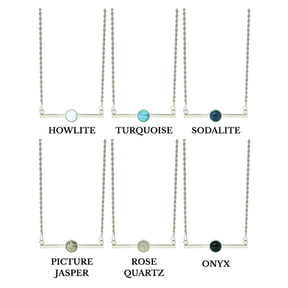 GemBar™ Minimalist Gemstone Bar Necklace | Natural Stone Pendant Jewelry in Gold & Silver