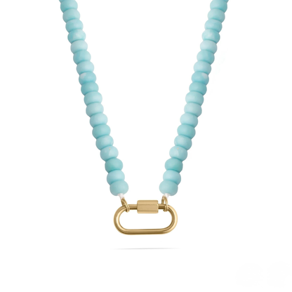 NEMOSN turquoise beaded necklace with 18K gold PVD stainless steel carabiner clasp