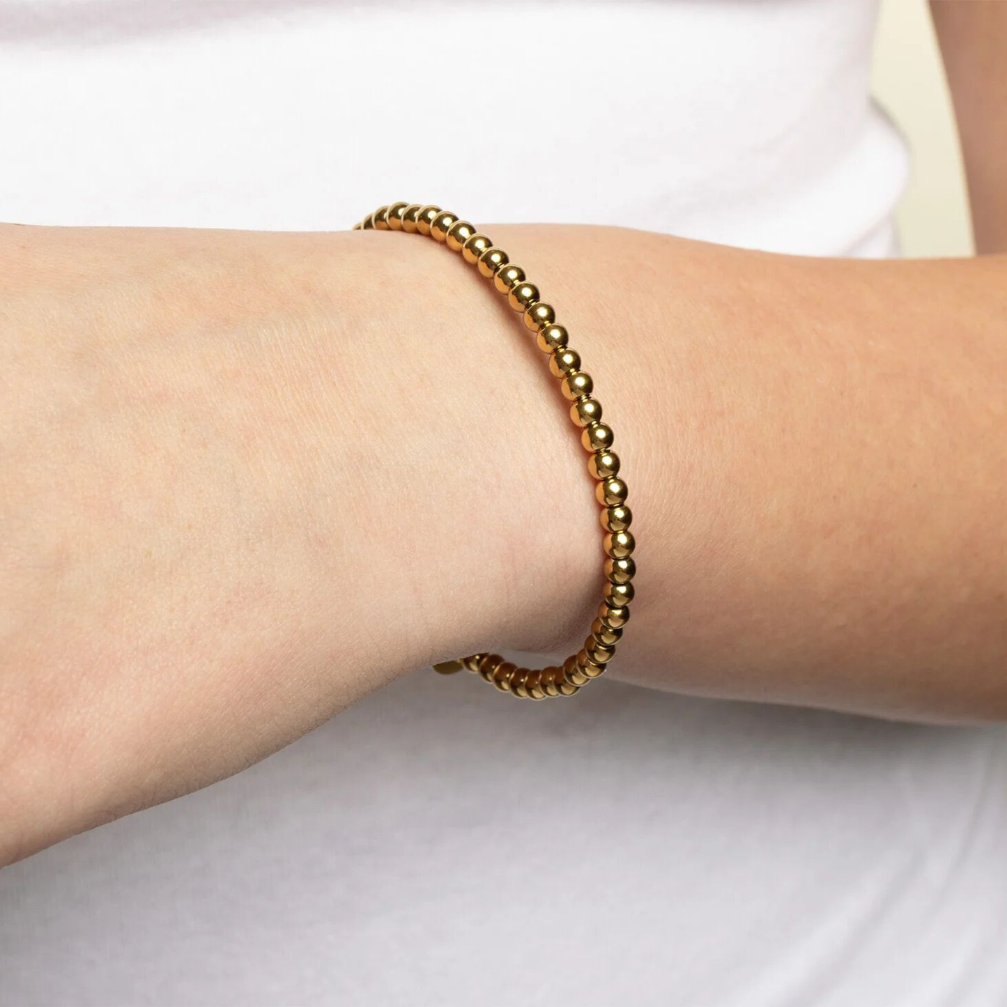 18K gold PVD nail head beaded cuff bracelet made from 316L stainless steel by NEMOSN