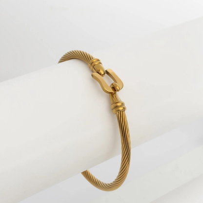 Gold twisted cable cuff bracelet by NEMOSN