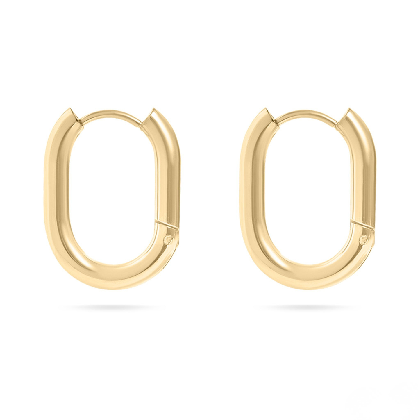 NEMOSN FormaLink Oval Hoop Earrings Gold Stainless Steel