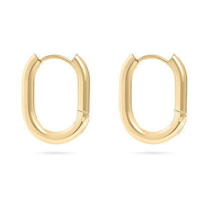 NEMOSN FormaLink Oval Hoop Earrings Gold Stainless Steel