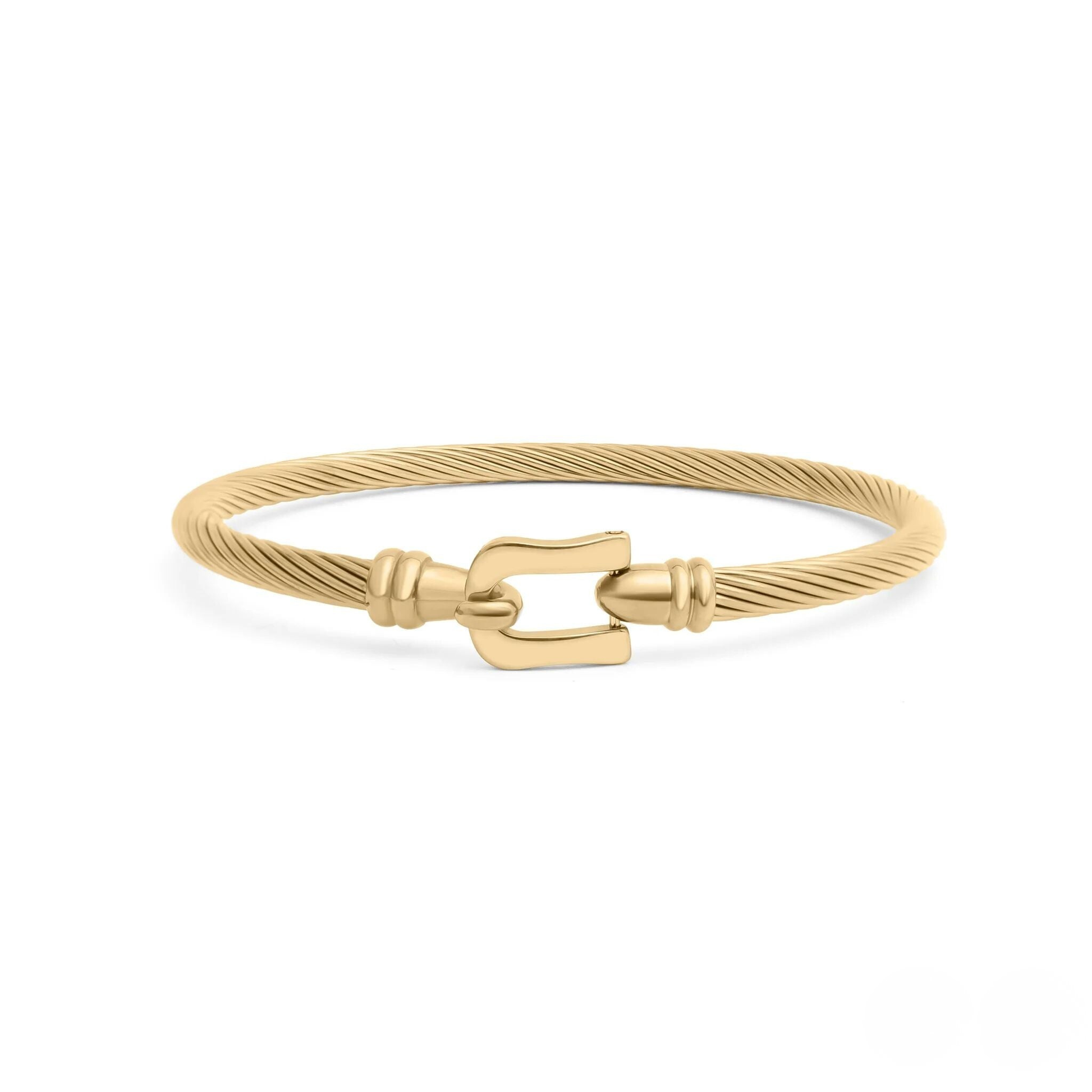 Gold twisted cable cuff bracelet by NEMOSN