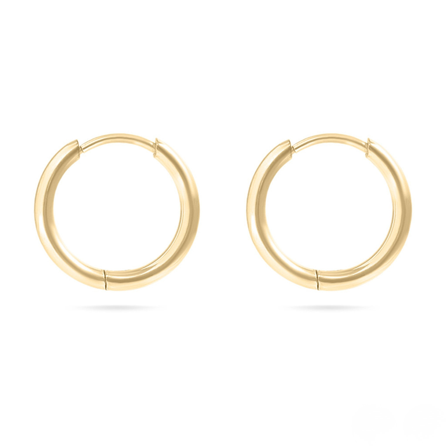NEMOSN HaloCore Classic Hoop Huggie Earrings Gold Front View