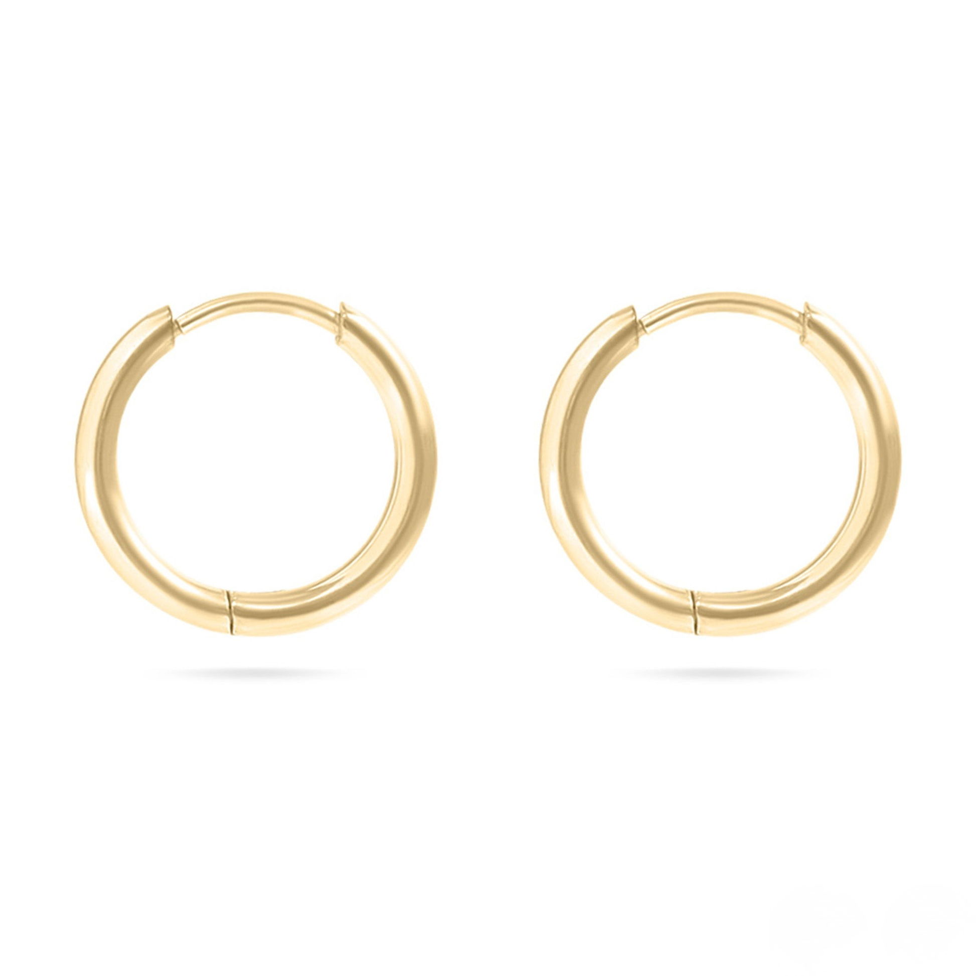 NEMOSN HaloCore Classic Hoop Huggie Earrings Gold Front View