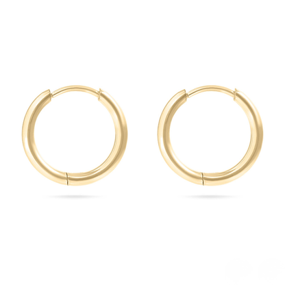 NEMOSN HaloCore Classic Hoop Huggie Earrings Gold Front View