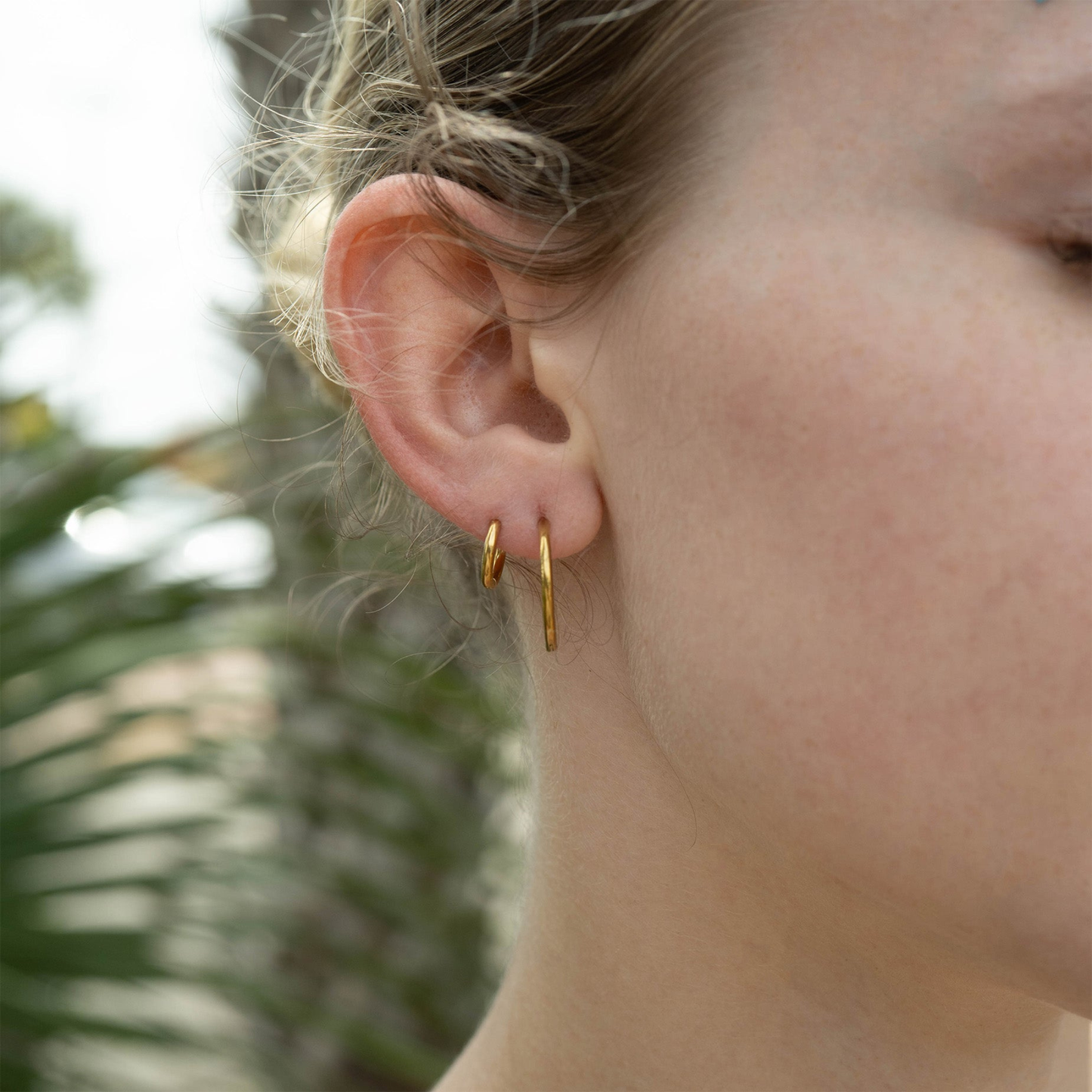 NEMOSN HaloCore Gold Huggie Earrings Worn Small Size