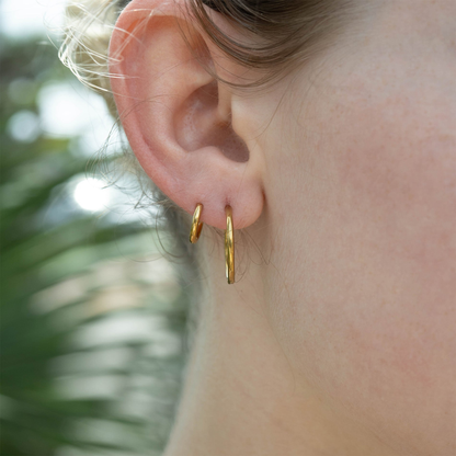 NEMOSN HaloCore Gold Hoop Earrings Worn Medium Size