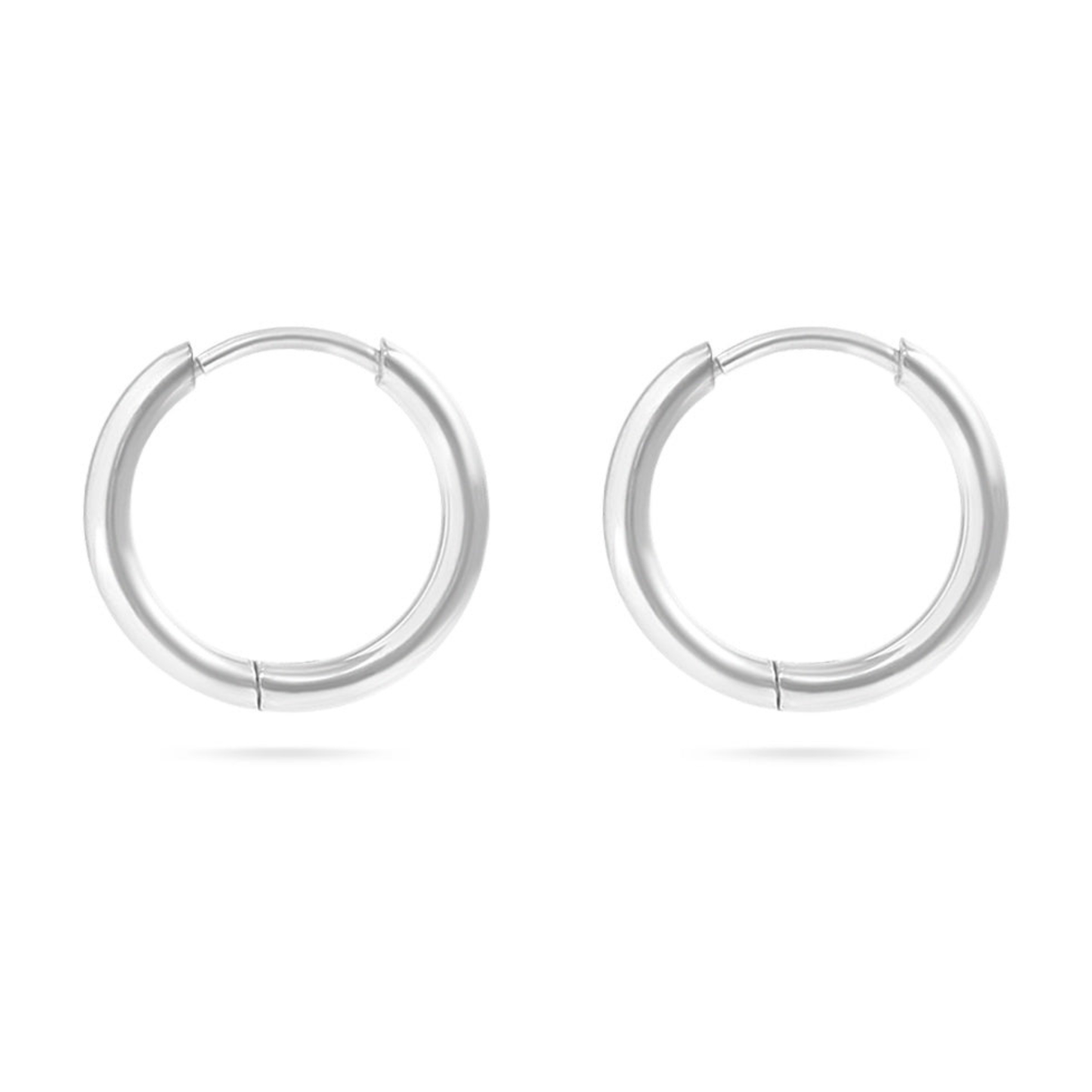NEMOSN HaloCore Classic Hoop Huggie Earrings Silver Front View
