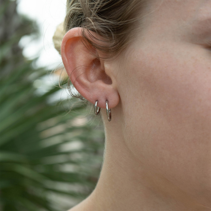 NEMOSN HaloCore Silver Hoop Earrings Worn Medium Size